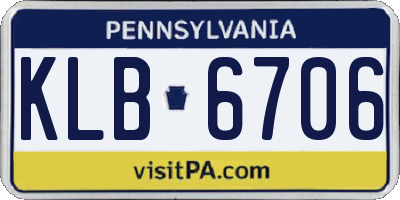 PA license plate KLB6706