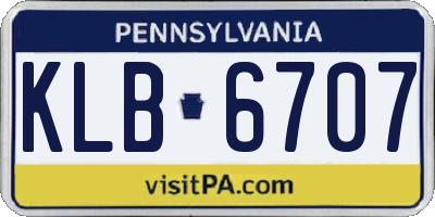 PA license plate KLB6707