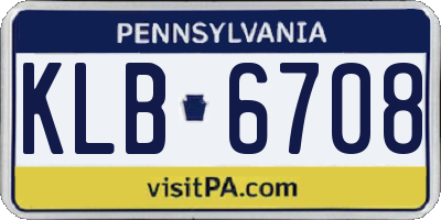 PA license plate KLB6708