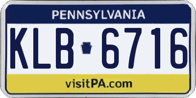 PA license plate KLB6716