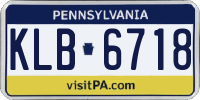 PA license plate KLB6718