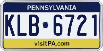 PA license plate KLB6721