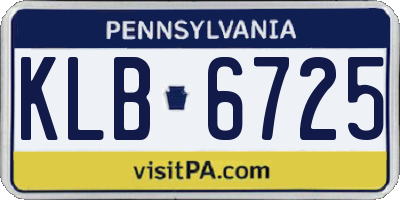 PA license plate KLB6725