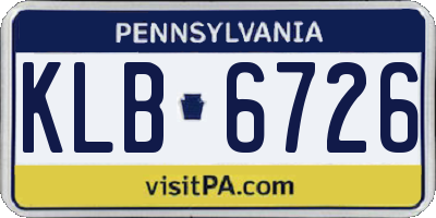 PA license plate KLB6726