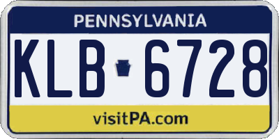 PA license plate KLB6728