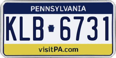 PA license plate KLB6731