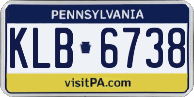 PA license plate KLB6738