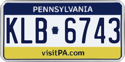 PA license plate KLB6743