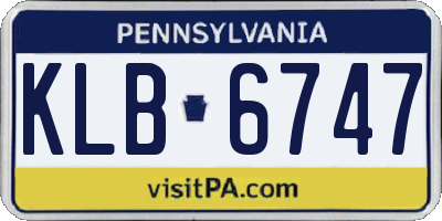 PA license plate KLB6747