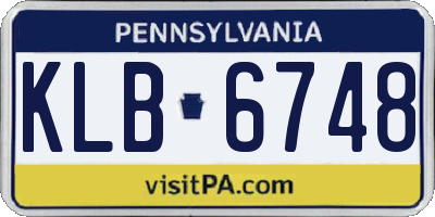PA license plate KLB6748