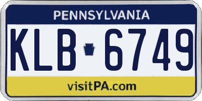 PA license plate KLB6749