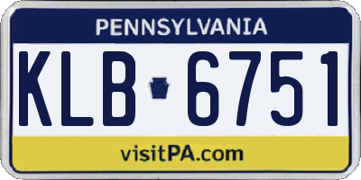PA license plate KLB6751