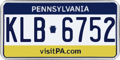 PA license plate KLB6752