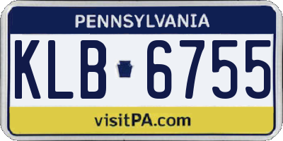 PA license plate KLB6755