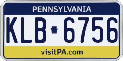 PA license plate KLB6756