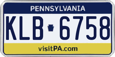 PA license plate KLB6758