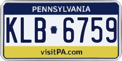 PA license plate KLB6759