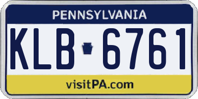 PA license plate KLB6761