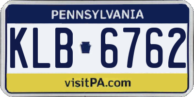 PA license plate KLB6762
