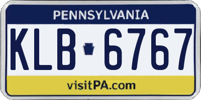 PA license plate KLB6767