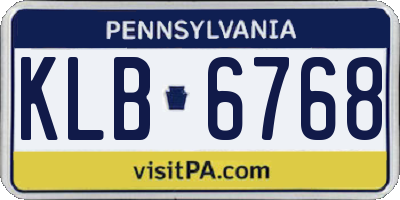PA license plate KLB6768