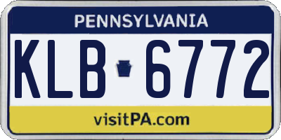 PA license plate KLB6772