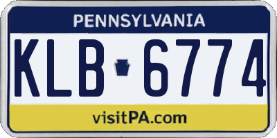 PA license plate KLB6774