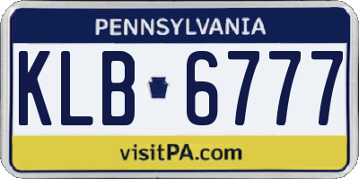 PA license plate KLB6777