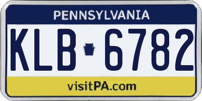 PA license plate KLB6782