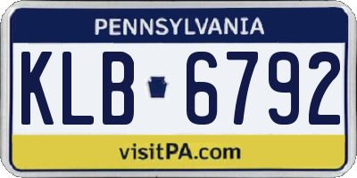 PA license plate KLB6792