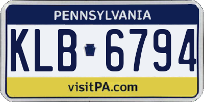 PA license plate KLB6794