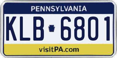 PA license plate KLB6801