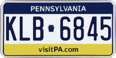 PA license plate KLB6845