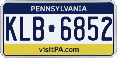 PA license plate KLB6852