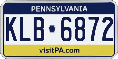 PA license plate KLB6872