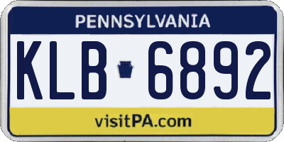 PA license plate KLB6892