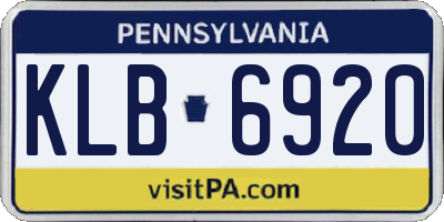 PA license plate KLB6920