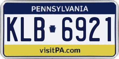 PA license plate KLB6921