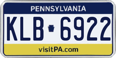 PA license plate KLB6922