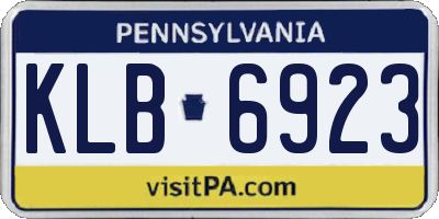 PA license plate KLB6923