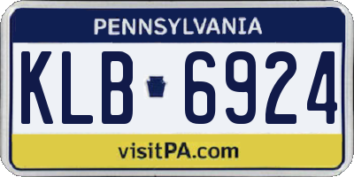 PA license plate KLB6924