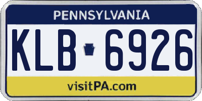 PA license plate KLB6926