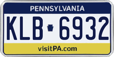 PA license plate KLB6932