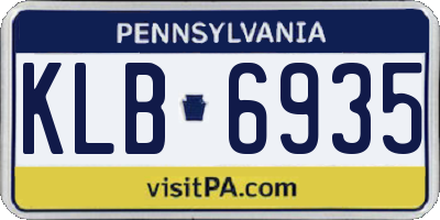 PA license plate KLB6935