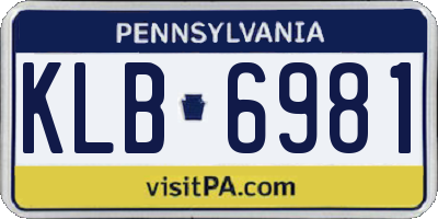 PA license plate KLB6981