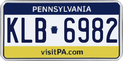PA license plate KLB6982