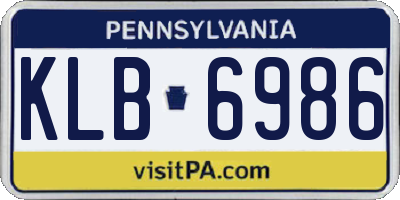PA license plate KLB6986