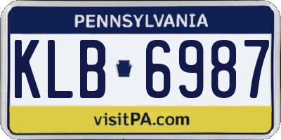 PA license plate KLB6987