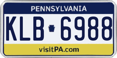 PA license plate KLB6988