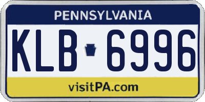 PA license plate KLB6996